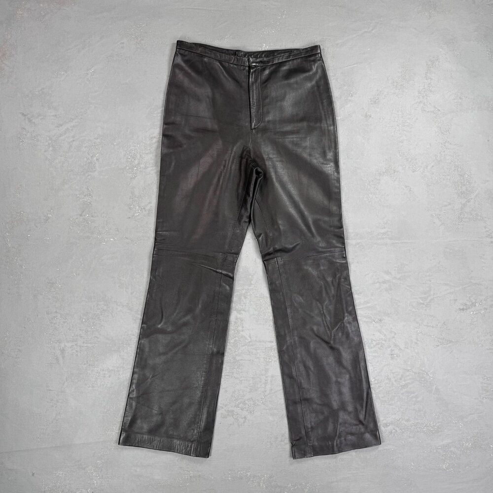 Vintage Oscar de la Renta Black Leather Bootcut Trousers Fit 30 x 31